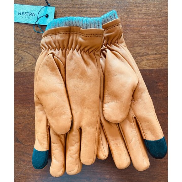 Hestra Mens Leather Size 9 Lined Short Rib Knitted Cuff Touchscreen Compatible - Picture 2 of 9